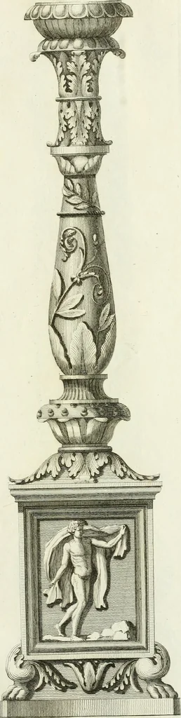 An illustration from Manuale di varj ornamenti tratti dalle fabbriche, e frammenti antichi : per uso, e commodo de' pittori, scultori, architetti, scarpellini, stuccatori, intagliatori di pietre, e legni, argentieri, giojellieri, ricamatori, ebanisti & c., 1781, leaf 32