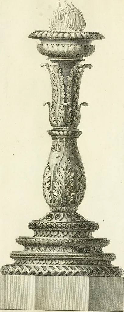 An illustration from Manuale di varj ornamenti tratti dalle fabbriche, e frammenti antichi : per uso, e commodo de' pittori, scultori, architetti, scarpellini, stuccatori, intagliatori di pietre, e legni, argentieri, giojellieri, ricamatori, ebanisti & c., 1781, leaf 52