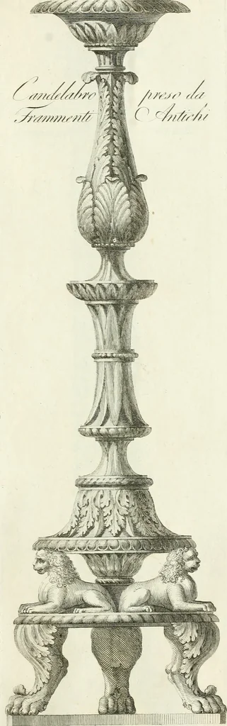 An illustration from Manuale di varj ornamenti tratti dalle fabbriche, e frammenti antichi : per uso, e commodo de' pittori, scultori, architetti, scarpellini, stuccatori, intagliatori di pietre, e legni, argentieri, giojellieri, ricamatori, ebanisti & c., 1781, leaf 98