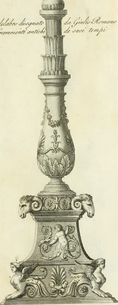 An illustration from Manuale di varj ornamenti tratti dalle fabbriche, e frammenti antichi : per uso, e commodo de' pittori, scultori, architetti, scarpellini, stuccatori, intagliatori di pietre, e legni, argentieri, giojellieri, ricamatori, ebanisti & c., 1781, leaf 14