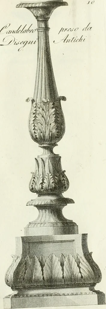 An illustration from Manuale di varj ornamenti tratti dalle fabbriche, e frammenti antichi : per uso, e commodo de' pittori, scultori, architetti, scarpellini, stuccatori, intagliatori di pietre, e legni, argentieri, giojellieri, ricamatori, ebanisti & c., 1781, leaf 32
