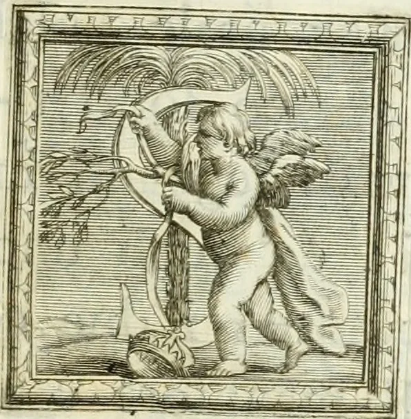An illustration from Manuale di varj ornamenti tratti dalle fabbriche, e frammenti antichi : per uso, e commodo de' pittori, scultori, architetti, scarpellini, stuccatori, intagliatori di pietre, e legni, argentieri, giojellieri, ricamatori, ebanisti & c., 1781, leaf 8