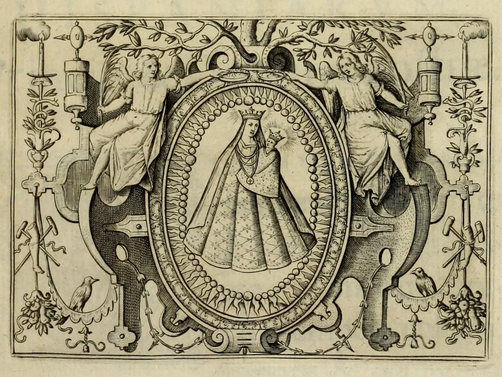 An illustration from Diva virgo Hallensis : Beneficia eius & miracvla fide atque ordine descripta, 1605, leaf 111
