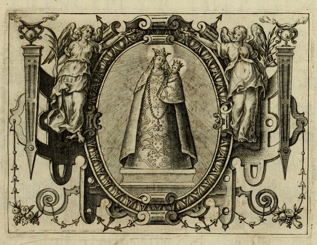 An illustration from Diva virgo Hallensis : Beneficia eius & miracvla fide atque ordine descripta, 1605, leaf 5