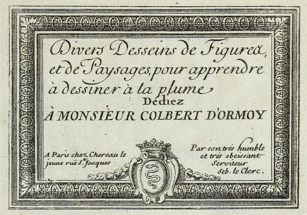 An illustration from Divers desseins de figures, et de paysages, pour apprendre à dessiner à la plume : dédiez à Monsieur Colbert d'Ormoy, leaf 3