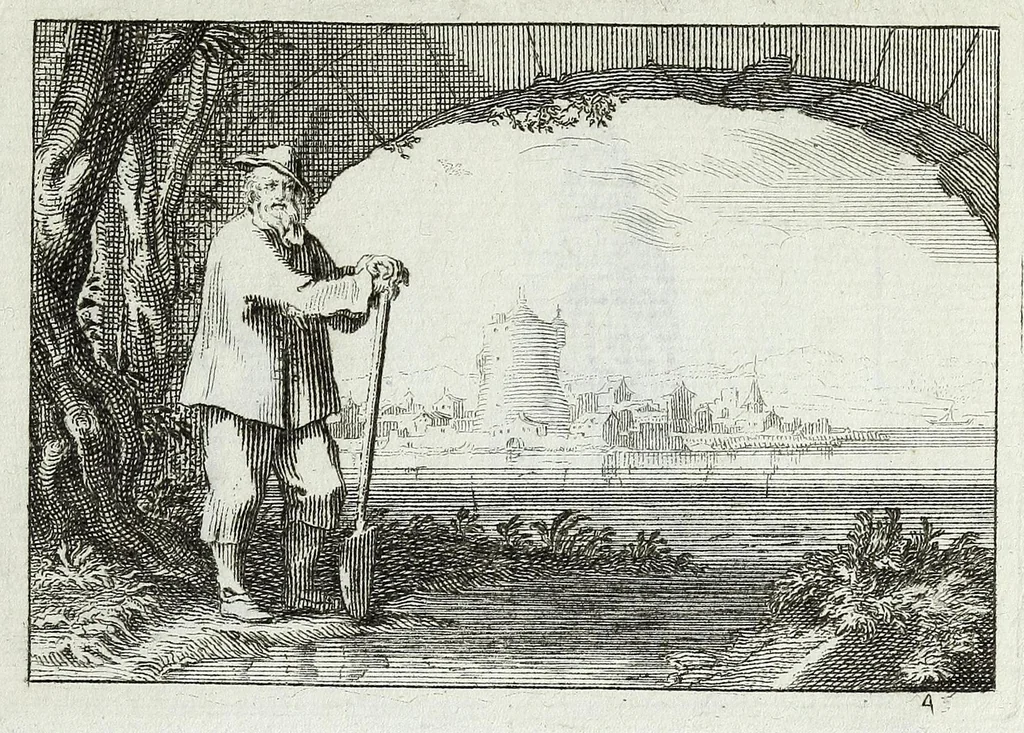 An illustration from Divers desseins de figures, et de paysages, pour apprendre à dessiner à la plume : dédiez à Monsieur Colbert d'Ormoy, leaf 9