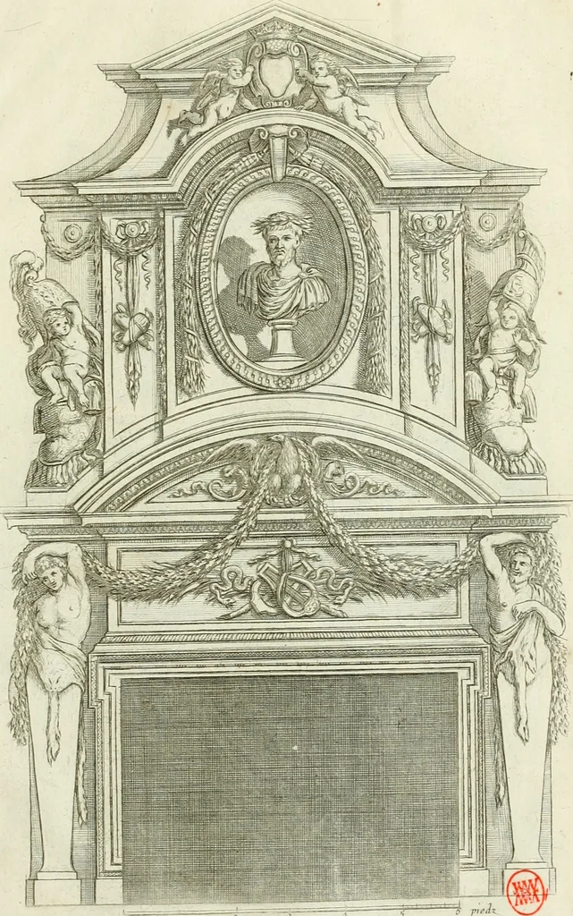 An illustration from Divers desseins de cheminées a la royalle, 1600, leaf 14