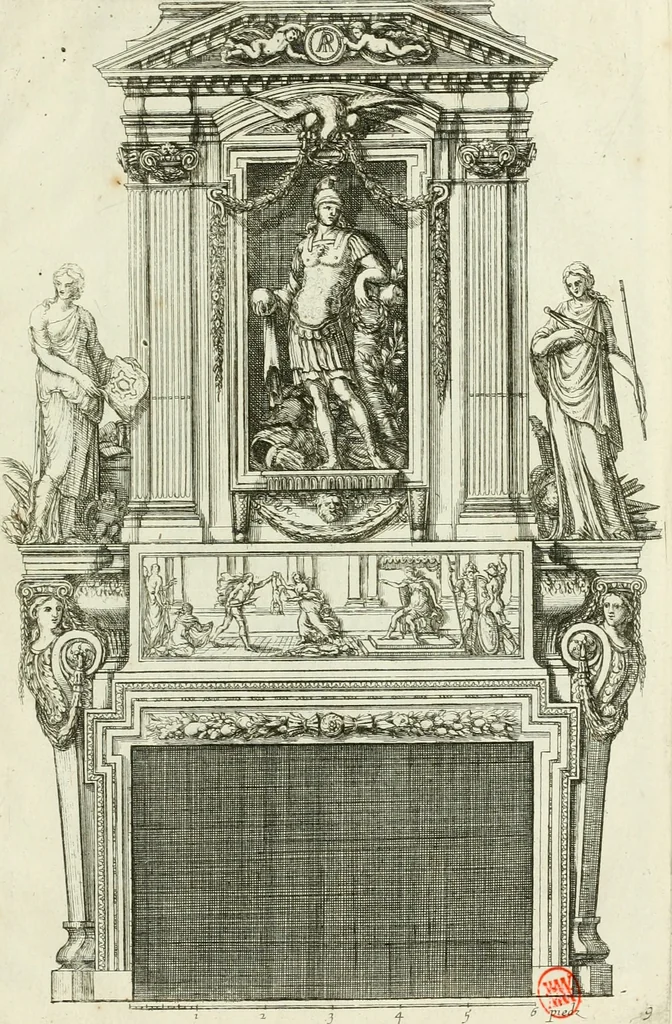An illustration from Divers desseins de cheminées a la royalle, 1600, leaf 20