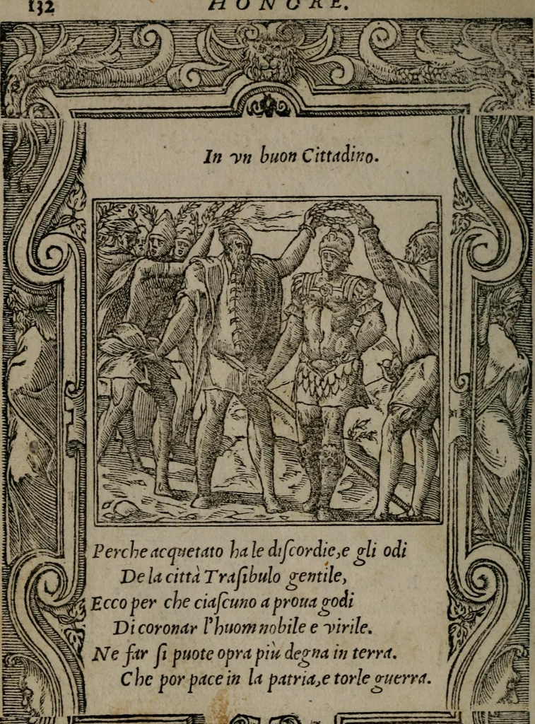 An illustration from Diverse imprese accommodate a diuerse moralità : con versi che i loro significati dichiarano insieme con molte altre nella lingua Italiana non piu tradotte, 1551, leaf 135