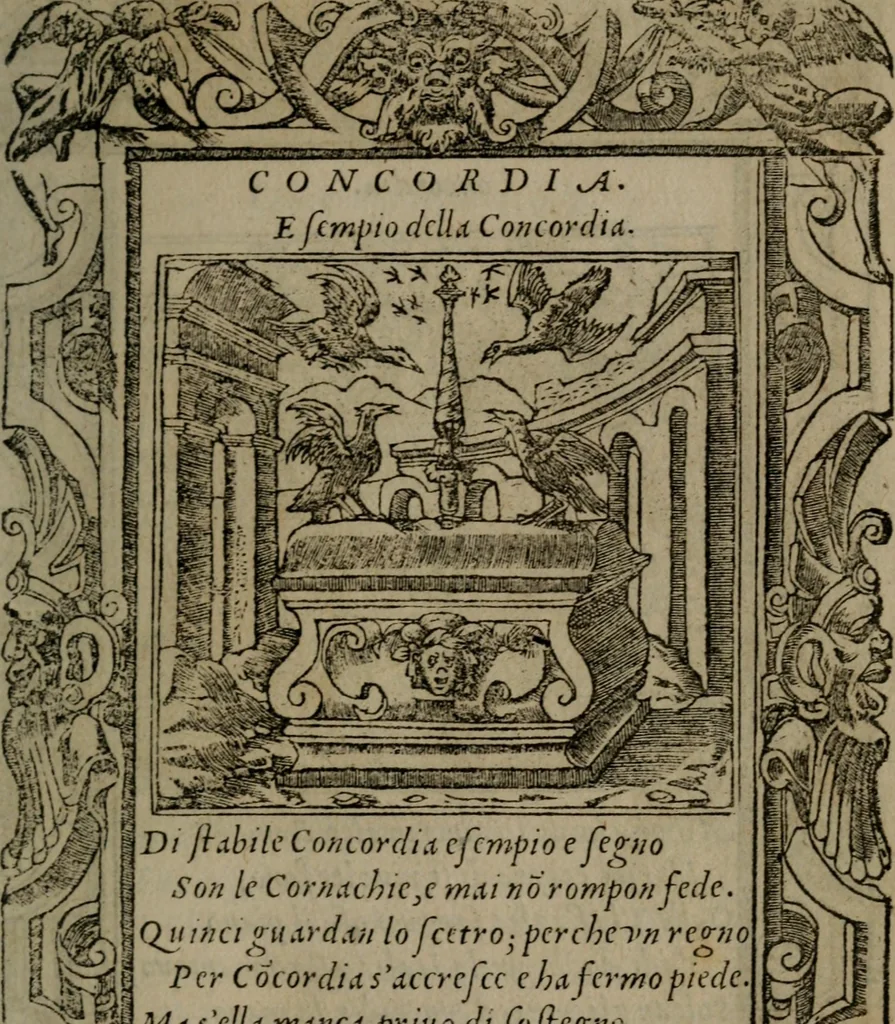 An illustration from Diverse imprese accommodate a diuerse moralità : con versi che i loro significati dichiarano insieme con molte altre nella lingua Italiana non piu tradotte, 1551, leaf 42