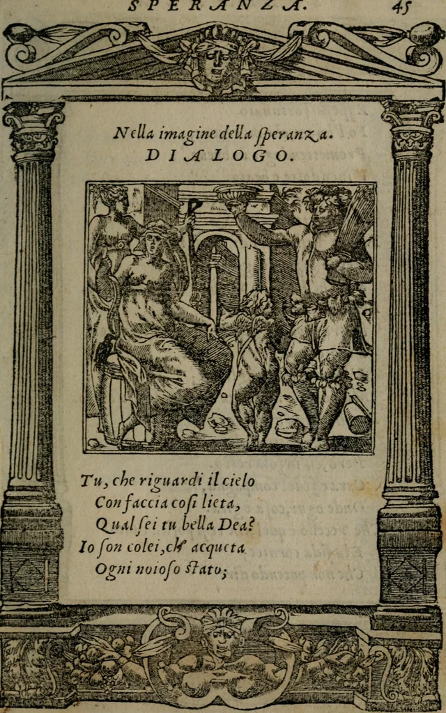 An illustration from Diverse imprese accommodate a diuerse moralità : con versi che i loro significati dichiarano insieme con molte altre nella lingua Italiana non piu tradotte, 1551, leaf 48