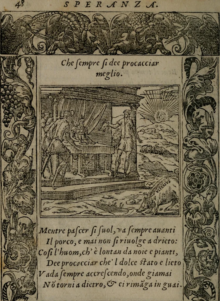 An illustration from Diverse imprese accommodate a diuerse moralità : con versi che i loro significati dichiarano insieme con molte altre nella lingua Italiana non piu tradotte, 1551, leaf 51