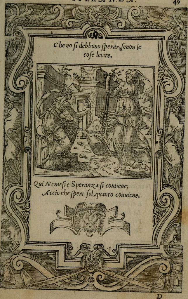 An illustration from Diverse imprese accommodate a diuerse moralità : con versi che i loro significati dichiarano insieme con molte altre nella lingua Italiana non piu tradotte, 1551, leaf 52