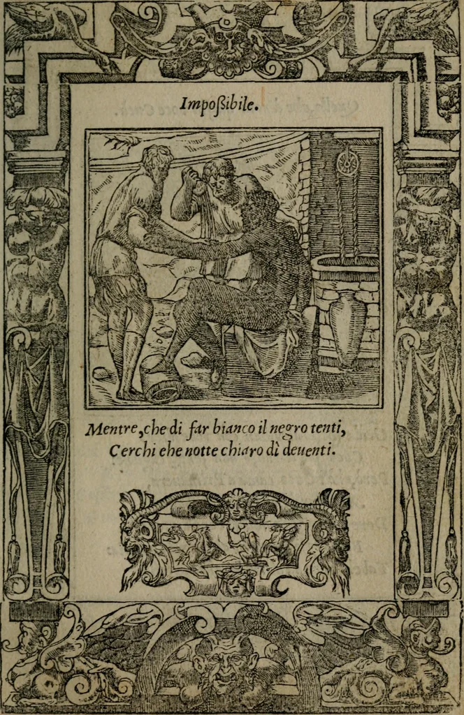 An illustration from Diverse imprese accommodate a diuerse moralità : con versi che i loro significati dichiarano insieme con molte altre nella lingua Italiana non piu tradotte, 1551, leaf 64