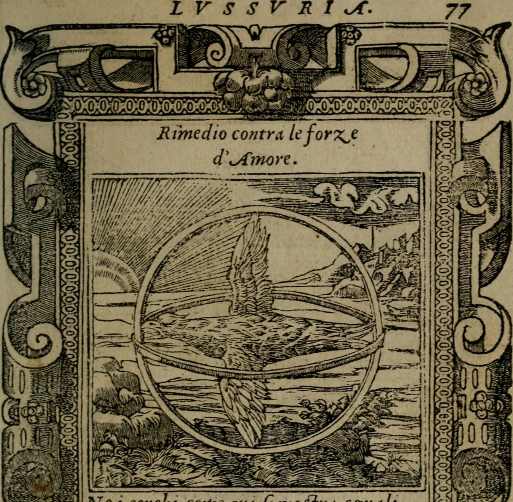 An illustration from Diverse imprese accommodate a diuerse moralità : con versi che i loro significati dichiarano insieme con molte altre nella lingua Italiana non piu tradotte, 1551, leaf 80