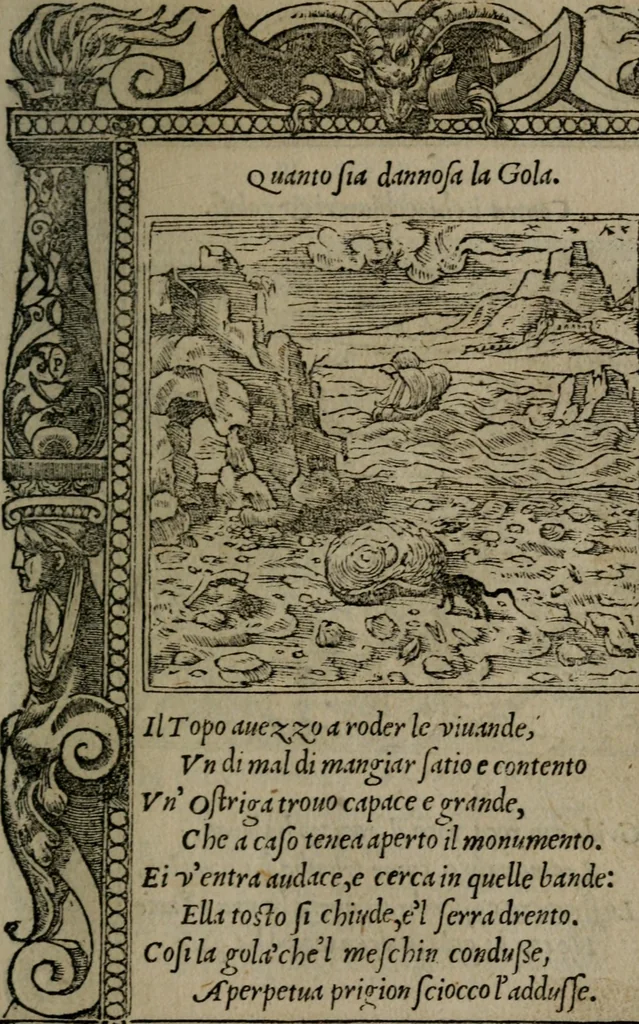 An illustration from Diverse imprese accommodate a diuerse moralità : con versi che i loro significati dichiarano insieme con molte altre nella lingua Italiana non piu tradotte, 1551, leaf 96