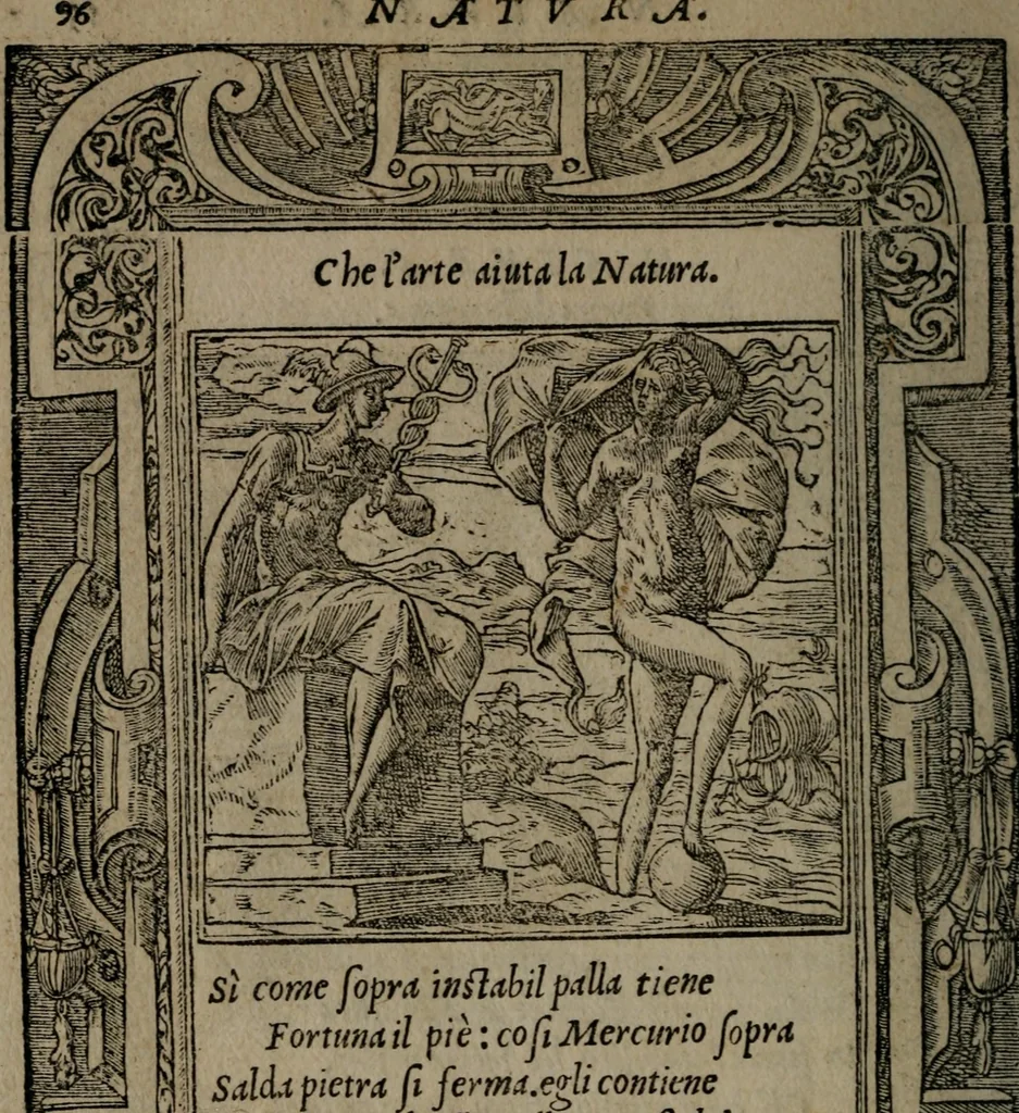 An illustration from Diverse imprese accommodate a diuerse moralità : con versi che i loro significati dichiarano insieme con molte altre nella lingua Italiana non piu tradotte, 1551, leaf 99
