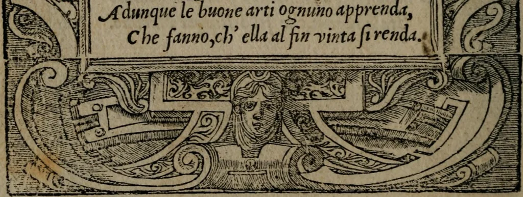 An illustration from Diverse imprese accommodate a diuerse moralità : con versi che i loro significati dichiarano insieme con molte altre nella lingua Italiana non piu tradotte, 1551, leaf 99
