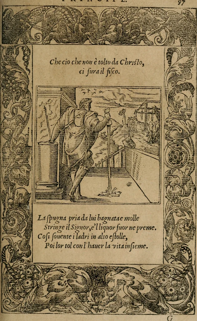 An illustration from Diverse imprese accomodate a diuerse moralità : con versi che i loro significati dichiarano : Tratte da gli Emblemi dell' Alciato, 1549, leaf 100