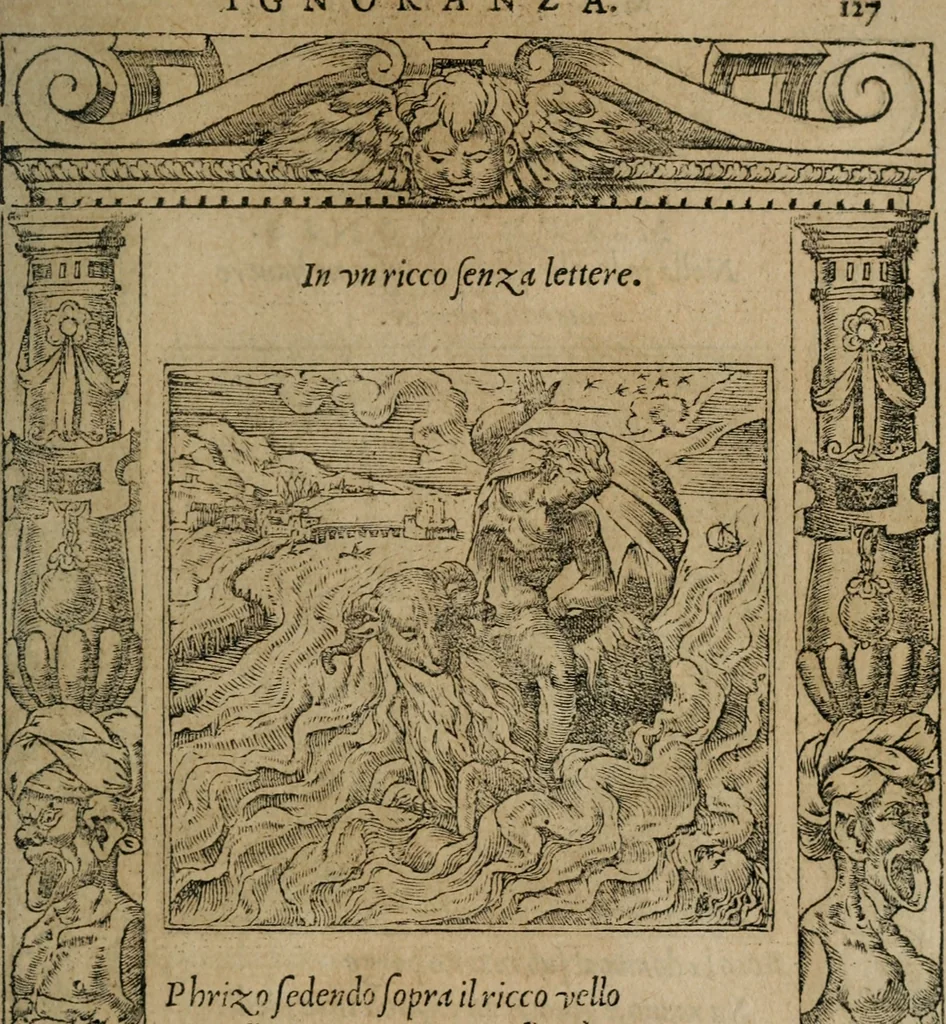 An illustration from Diverse imprese accomodate a diuerse moralità : con versi che i loro significati dichiarano : Tratte da gli Emblemi dell' Alciato, 1549, leaf 130