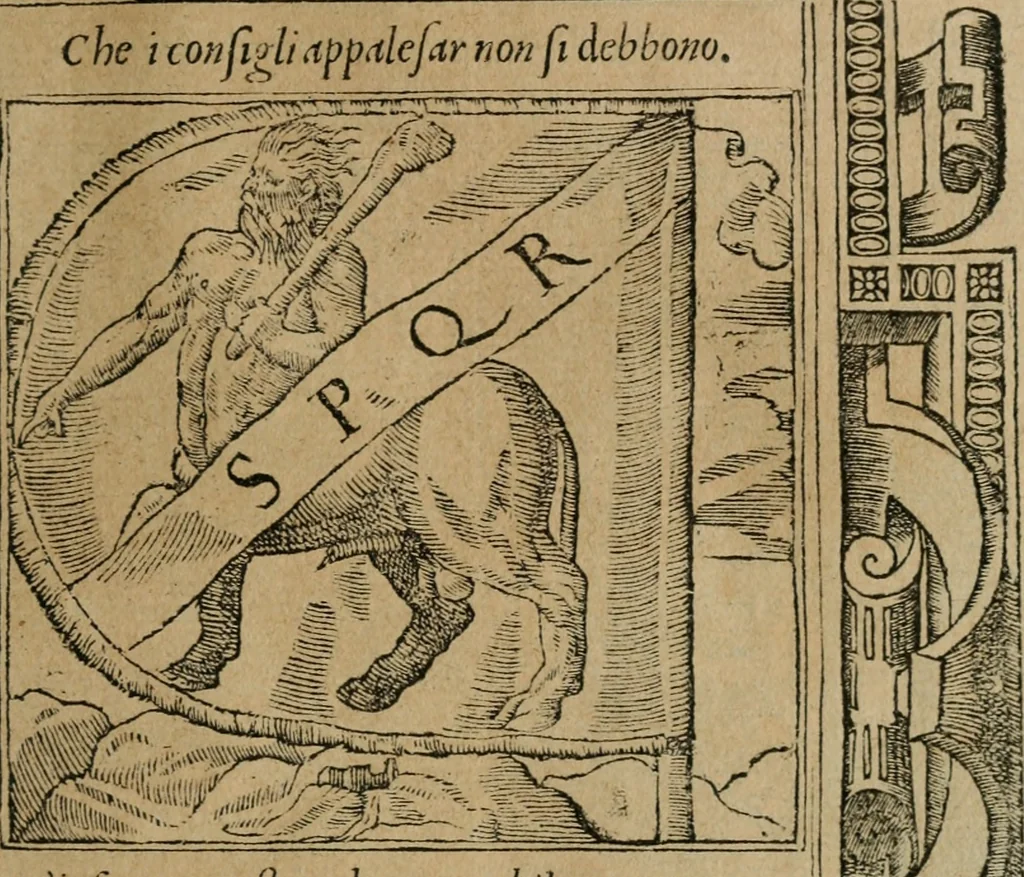 An illustration from Diverse imprese accomodate a diuerse moralità : con versi che i loro significati dichiarano : Tratte da gli Emblemi dell' Alciato, 1549, leaf 16