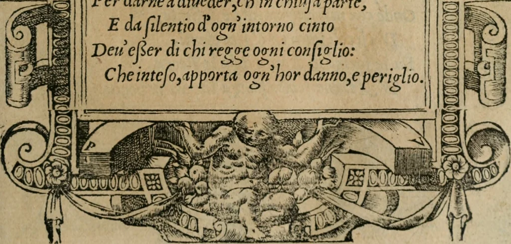 An illustration from Diverse imprese accomodate a diuerse moralità : con versi che i loro significati dichiarano : Tratte da gli Emblemi dell' Alciato, 1549, leaf 16