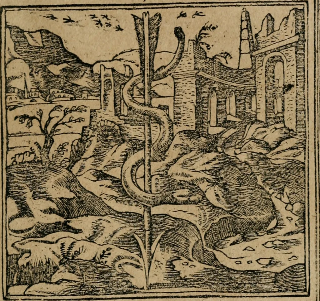 An illustration from Diverse imprese accomodate a diuerse moralità : con versi che i loro significati dichiarano : Tratte da gli Emblemi dell' Alciato, 1549, leaf 24