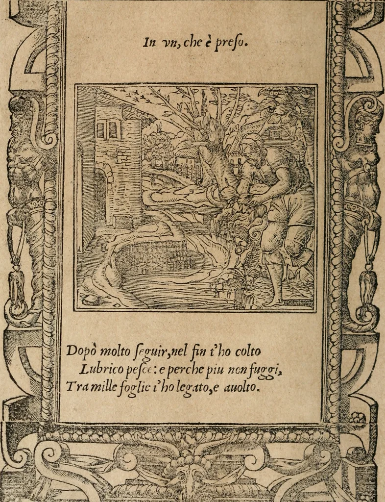 An illustration from Diverse imprese accomodate a diuerse moralità : con versi che i loro significati dichiarano : Tratte da gli Emblemi dell' Alciato, 1549, leaf 25