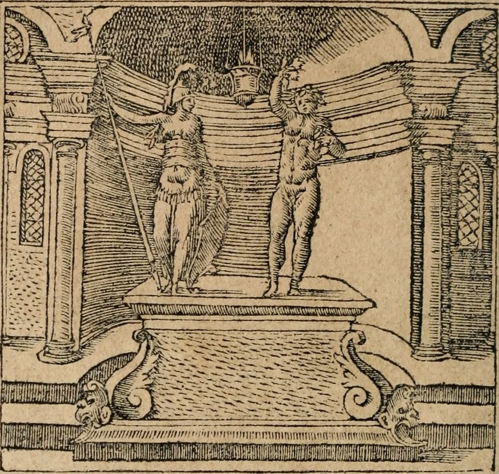 An illustration from Diverse imprese accomodate a diuerse moralità : con versi che i loro significati dichiarano : Tratte da gli Emblemi dell' Alciato, 1549, leaf 27