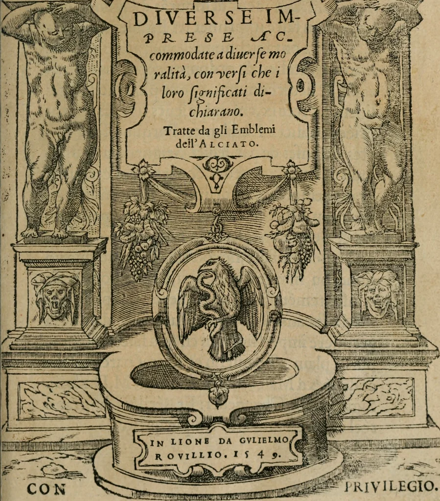 An illustration from Diverse imprese accomodate a diuerse moralità : con versi che i loro significati dichiarano : Tratte da gli Emblemi dell' Alciato, 1549, leaf 4