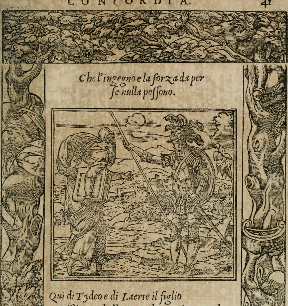 An illustration from Diverse imprese accomodate a diuerse moralità : con versi che i loro significati dichiarano : Tratte da gli Emblemi dell' Alciato, 1549, leaf 44