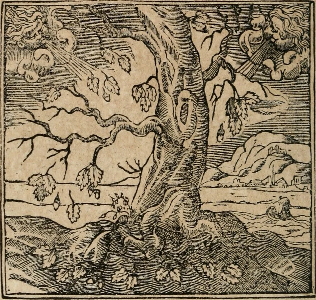 An illustration from Diverse imprese accomodate a diuerse moralità : con versi che i loro significati dichiarano : Tratte da gli Emblemi dell' Alciato, 1549, leaf 45