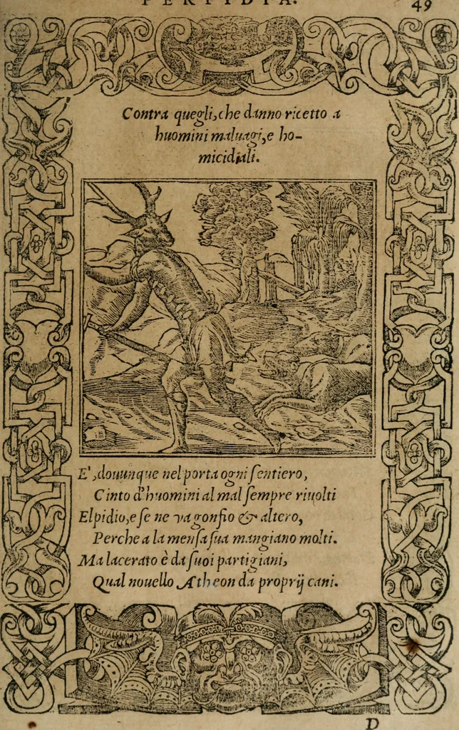 An illustration from Diverse imprese accomodate a diuerse moralità : con versi che i loro significati dichiarano : Tratte da gli Emblemi dell' Alciato, 1549, leaf 52
