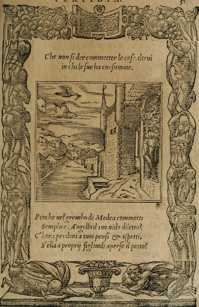 An illustration from Diverse imprese accomodate a diuerse moralità : con versi che i loro significati dichiarano : Tratte da gli Emblemi dell' Alciato, 1549, leaf 54