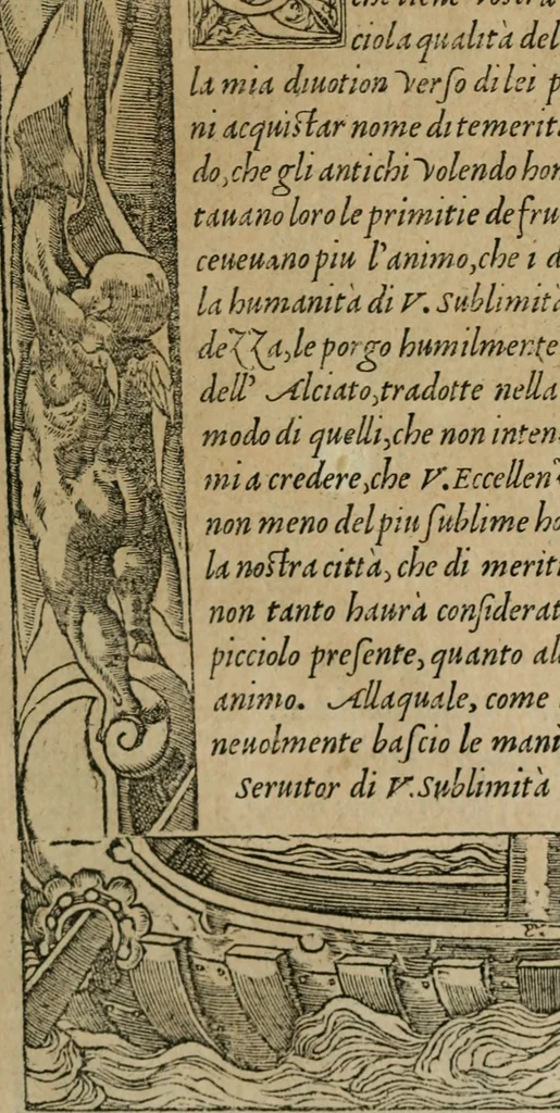 An illustration from Diverse imprese accomodate a diuerse moralità : con versi che i loro significati dichiarano : Tratte da gli Emblemi dell' Alciato, 1549, leaf 6
