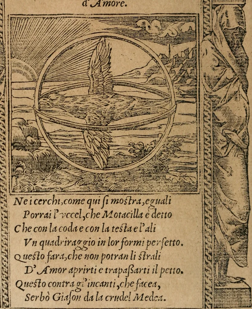 An illustration from Diverse imprese accomodate a diuerse moralità : con versi che i loro significati dichiarano : Tratte da gli Emblemi dell' Alciato, 1549, leaf 61