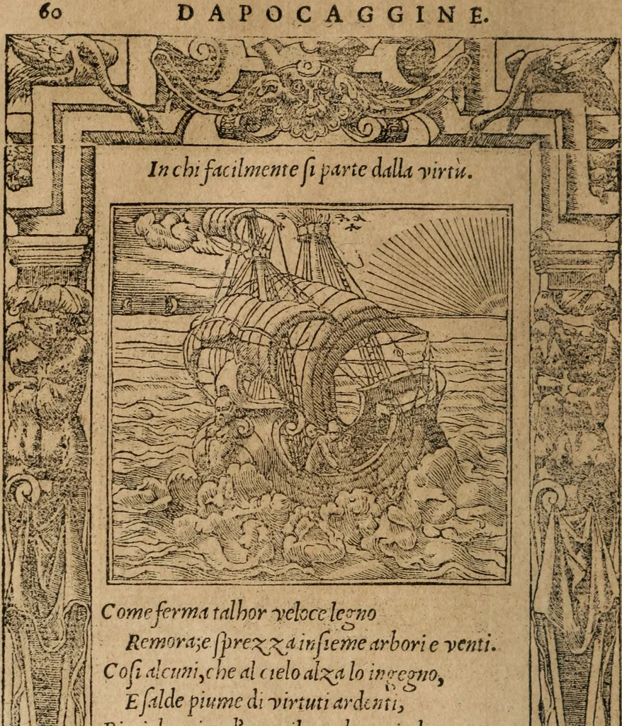 An illustration from Diverse imprese accomodate a diuerse moralità : con versi che i loro significati dichiarano : Tratte da gli Emblemi dell' Alciato, 1549, leaf 63