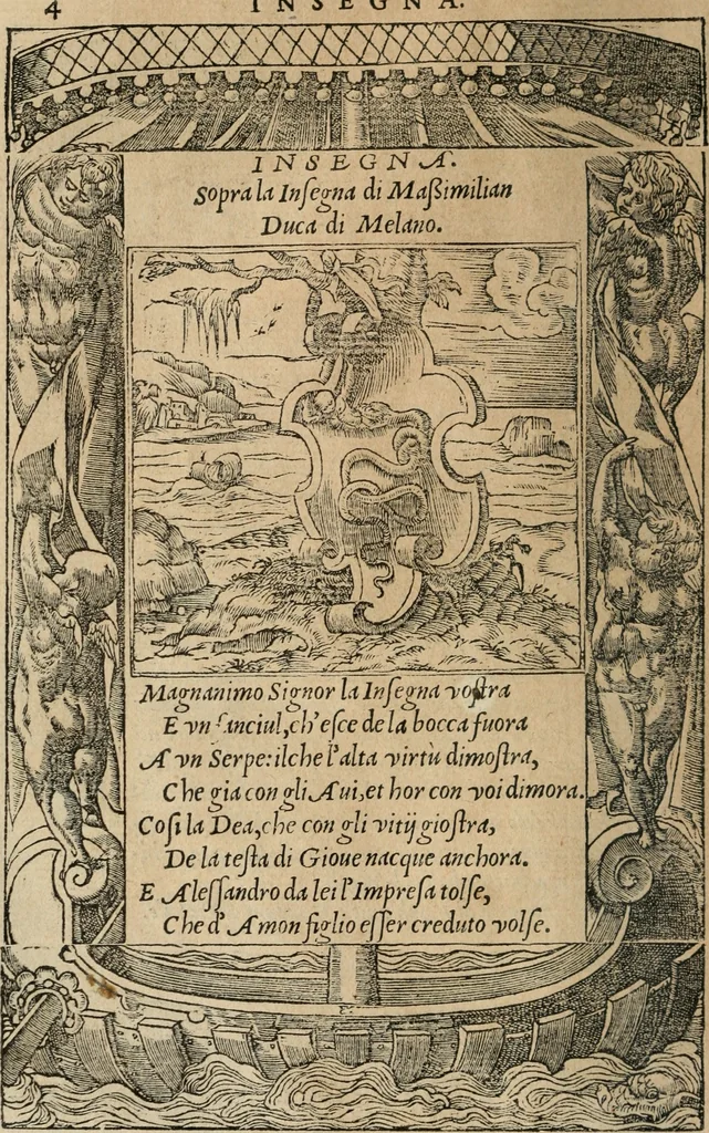 An illustration from Diverse imprese accomodate a diuerse moralità : con versi che i loro significati dichiarano : Tratte da gli Emblemi dell' Alciato, 1549, leaf 7