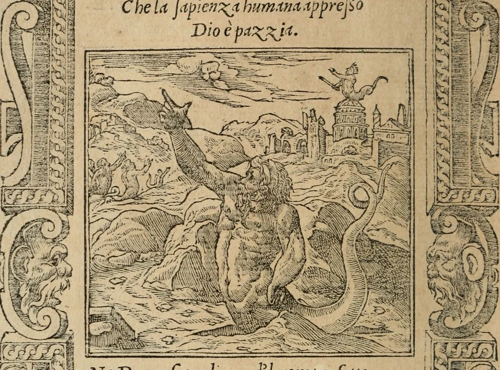 An illustration from Diverse imprese accomodate a diuerse moralità : con versi che i loro significati dichiarano : Tratte da gli Emblemi dell' Alciato, 1549, leaf 9