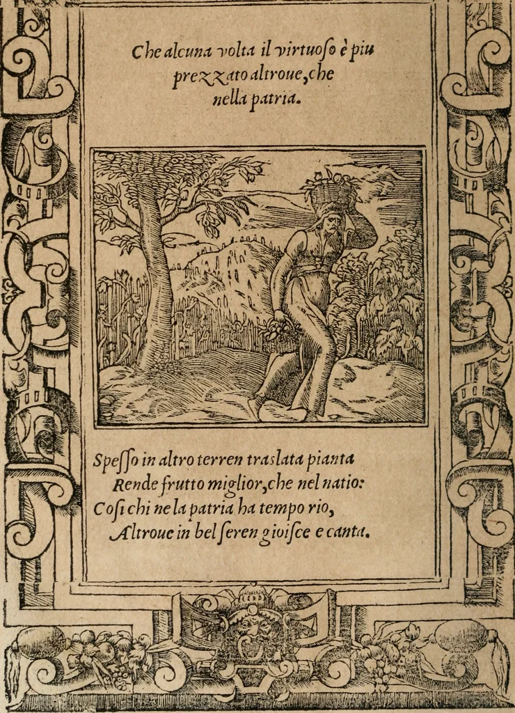 An illustration from Diverse imprese accomodate a diuerse moralità : con versi che i loro significati dichiarano : Tratte da gli Emblemi dell' Alciato, 1549, leaf 97