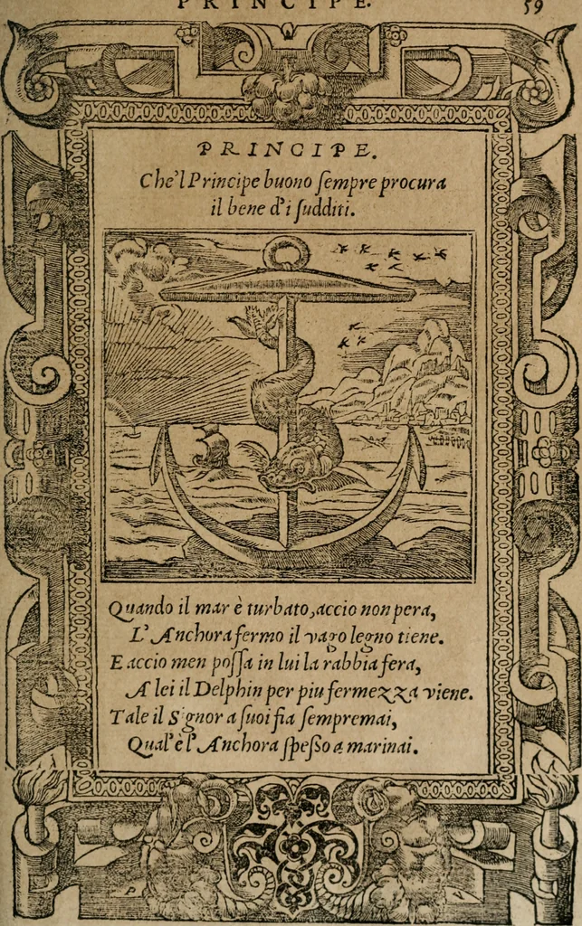 An illustration from Diverse imprese accomodate a diuerse moralità : con versi che i loro significati dichiarano : Tratte da gli Emblemi dell' Alciato, 1549, leaf 98