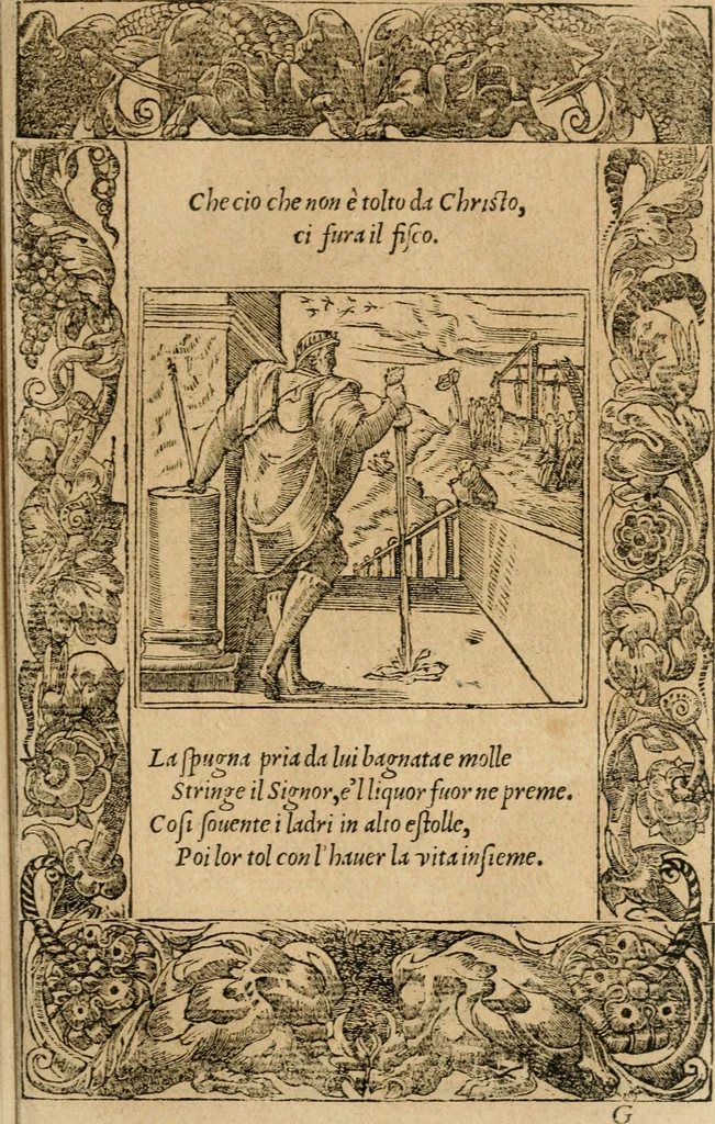 An illustration from Diverse imprese accommodate a diuerse moralità : con versi che i loro significati dichiarano : tratte da gli emblemi dell'Alciato, 1549, leaf 100
