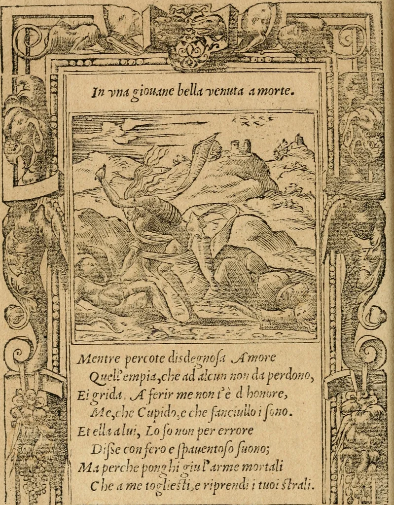 An illustration from Diverse imprese accommodate a diuerse moralità : con versi che i loro significati dichiarano : tratte da gli emblemi dell'Alciato, 1549, leaf 105
