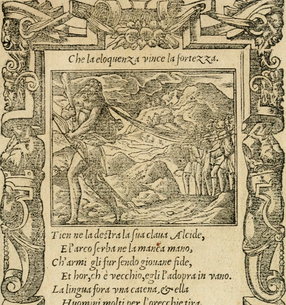 An illustration from Diverse imprese accommodate a diuerse moralità : con versi che i loro significati dichiarano : tratte da gli emblemi dell'Alciato, 1549, leaf 124