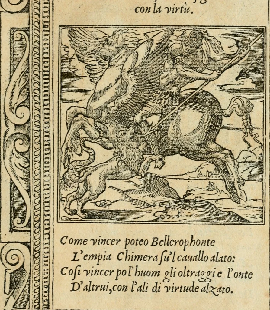 An illustration from Diverse imprese accommodate a diuerse moralità : con versi che i loro significati dichiarano : tratte da gli emblemi dell'Alciato, 1549, leaf 18