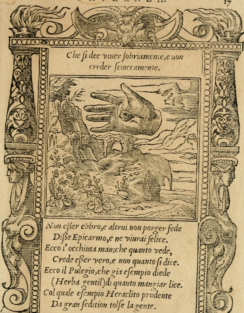 An illustration from Diverse imprese accommodate a diuerse moralità : con versi che i loro significati dichiarano : tratte da gli emblemi dell'Alciato, 1549, leaf 20