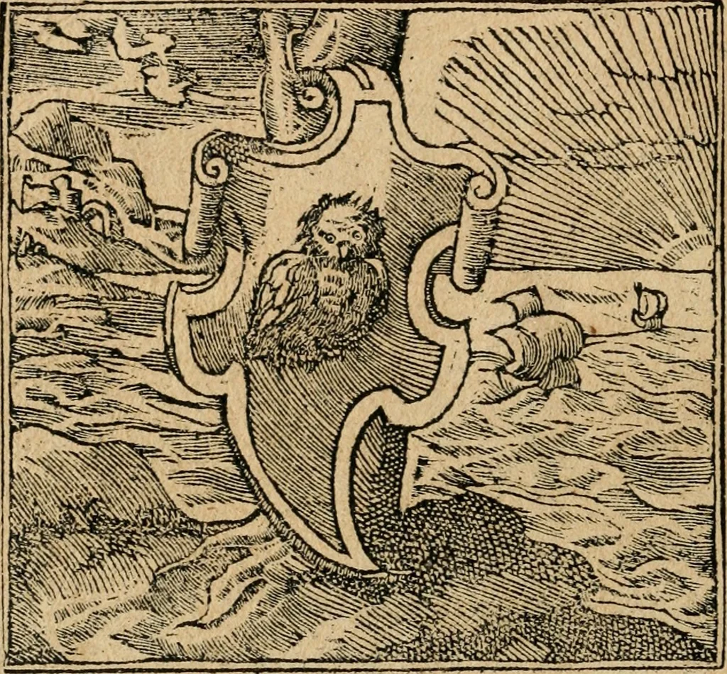 An illustration from Diverse imprese accommodate a diuerse moralità : con versi che i loro significati dichiarano : tratte da gli emblemi dell'Alciato, 1549, leaf 23