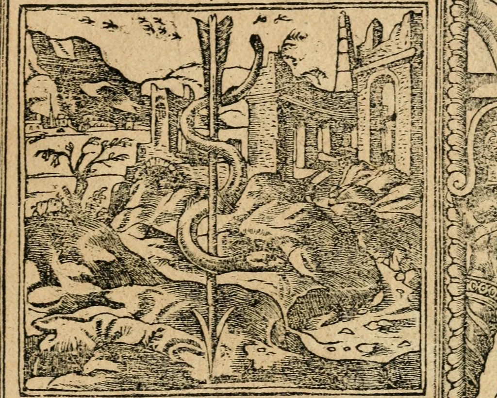 An illustration from Diverse imprese accommodate a diuerse moralità : con versi che i loro significati dichiarano : tratte da gli emblemi dell'Alciato, 1549, leaf 24