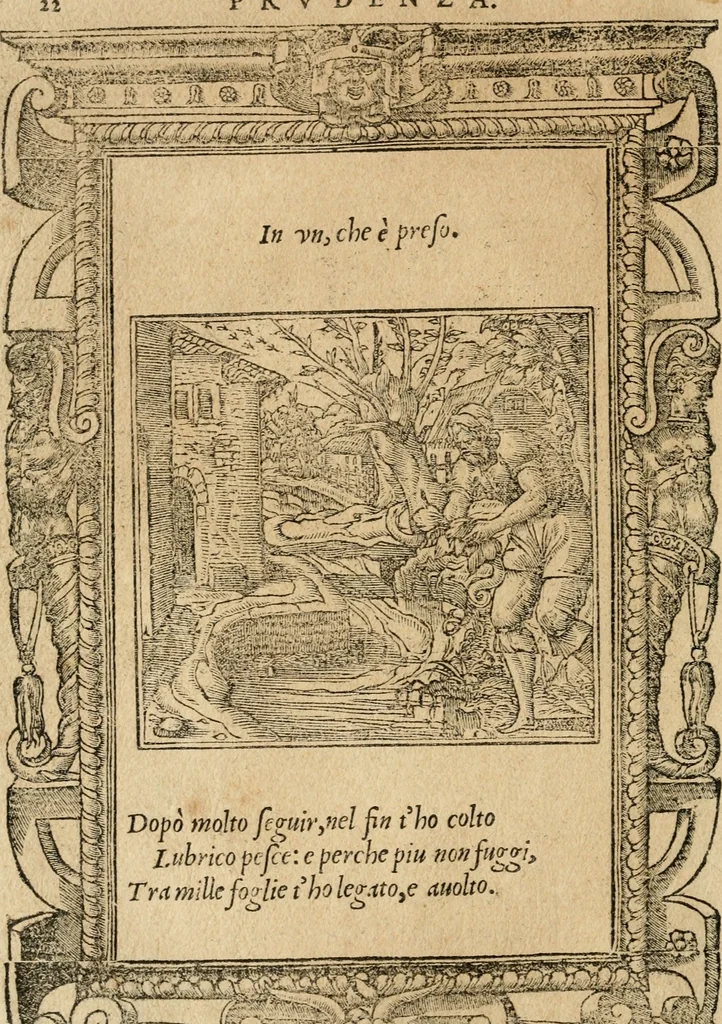An illustration from Diverse imprese accommodate a diuerse moralità : con versi che i loro significati dichiarano : tratte da gli emblemi dell'Alciato, 1549, leaf 25