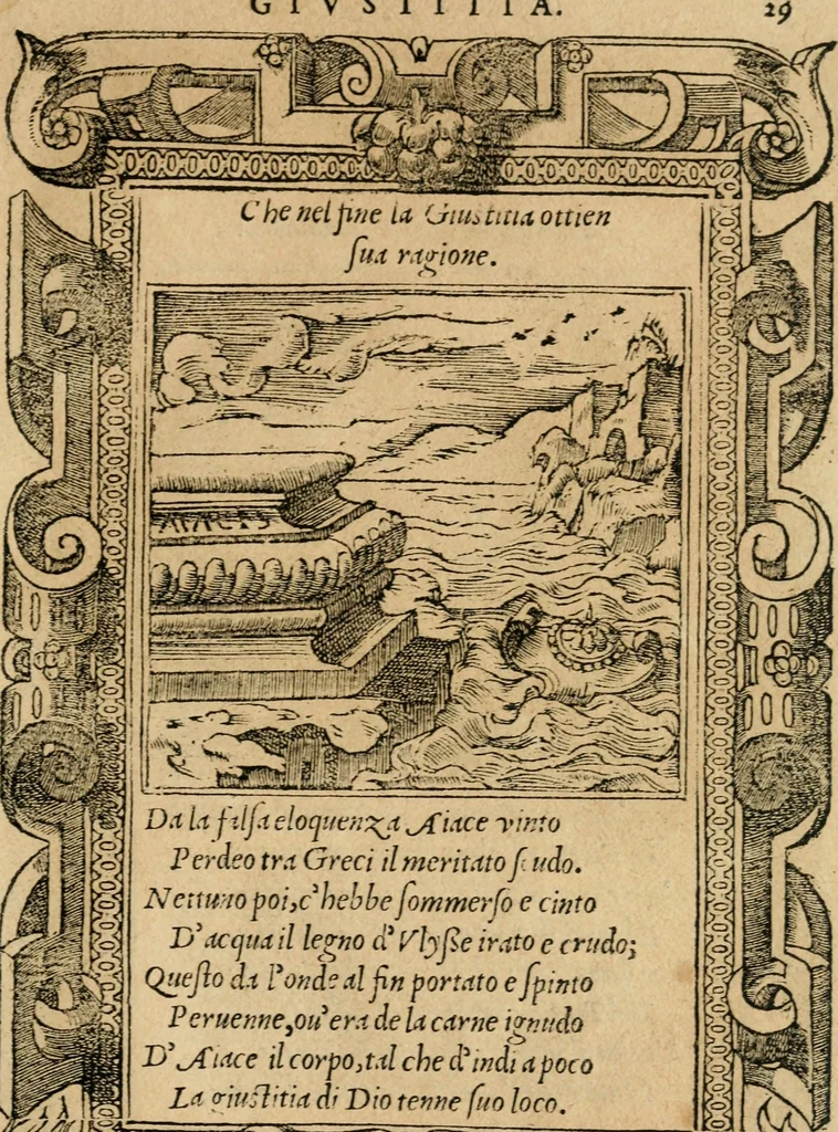 An illustration from Diverse imprese accommodate a diuerse moralità : con versi che i loro significati dichiarano : tratte da gli emblemi dell'Alciato, 1549, leaf 32